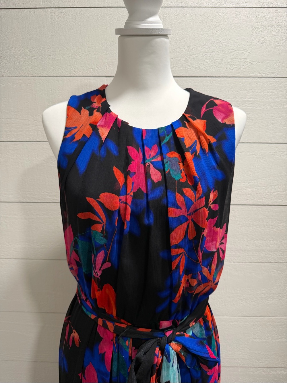 Calvin Klein Black Maxi Dress with Blue, Pink and Orange Floral Print - Picture 5 of 8